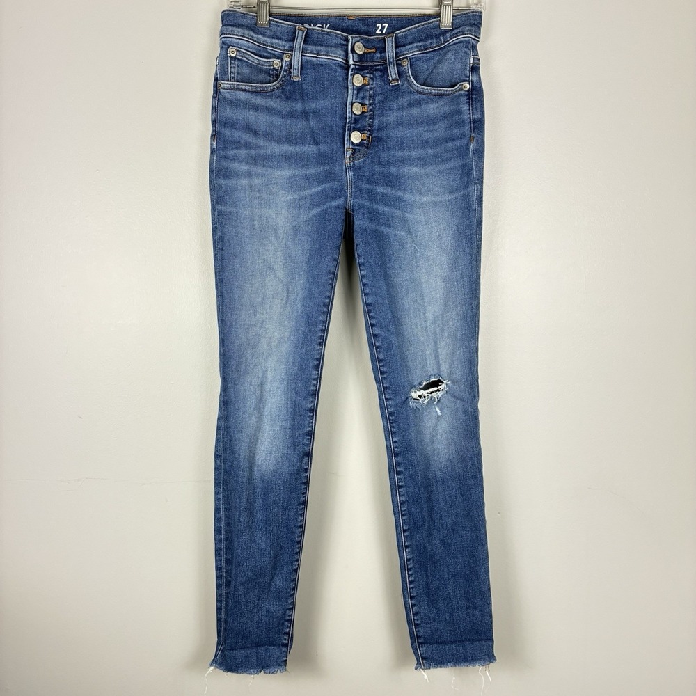 J Crew 9" High Rise Toothpick Stretch Jeans Womens 27 Blue High Rise Casual